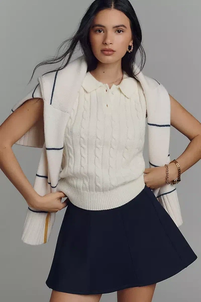 Endless Rose Collared Cable Sweater Vest In White