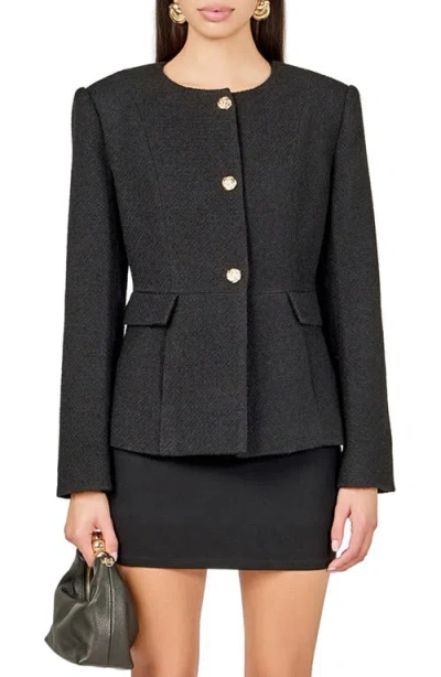 Endless Rose Collarless Blazer In Black