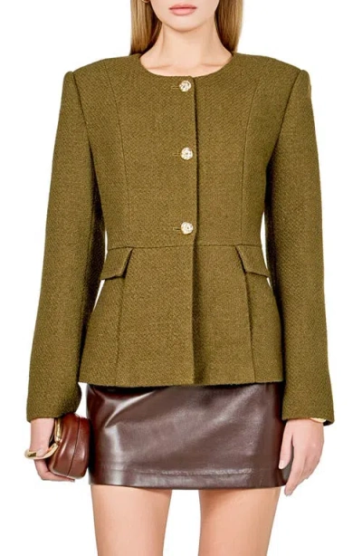 Endless Rose Collarless Blazer In Brown