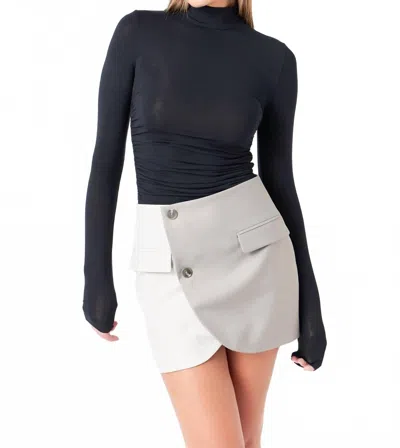 Endless Rose Colorblock Mini Skirt In Grey Multi In White