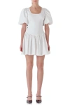 Endless Rose Contrast Bow Low Back Mini Dress In White/black