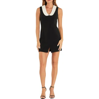Endless Rose Contrast Collar Minidress In Black/white
