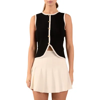Endless Rose Contrast Knit Vest In Black/ivory