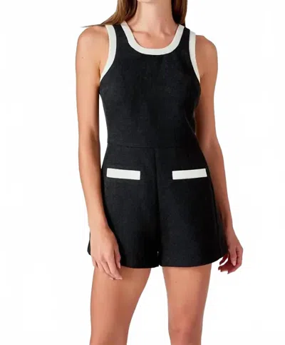 Endless Rose Contrast Romper In Black