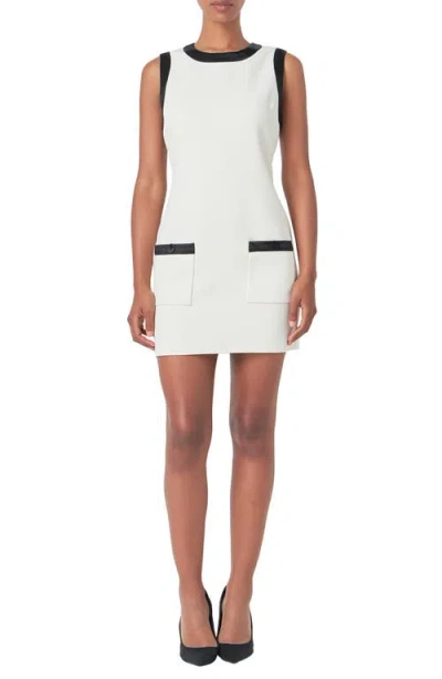 Endless Rose Contrast Satin Trim Minidress In Ivory