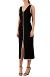Endless Rose Contrast Sleeveless Maxi Sweater Dress In Black