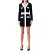 Endless Rose Contrast Trim Long Sleeve Rib Minidress In Black/white