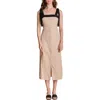Endless Rose Cotton & Linen Blend Midi Sundress In Neutral