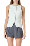 Endless Rose Cotton Blend Knit Vest In White