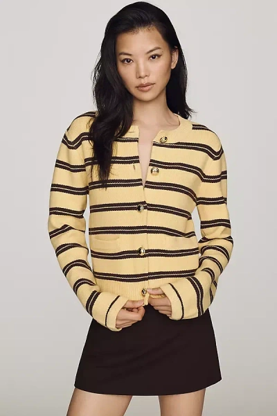 Endless Rose Crew-neck Stripe Cardigan Sweater In Multicolor