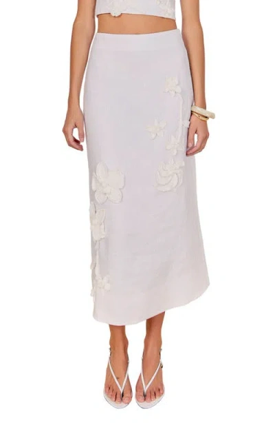 Endless Rose Crochet Flower Linen Maxi Skirt In White