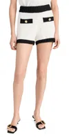 Endless Rose Crochet Knit Shorts Ivory/black In Ivory/black