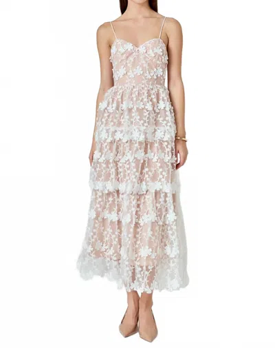 Endless Rose Crochet Layered Midi Dress In White