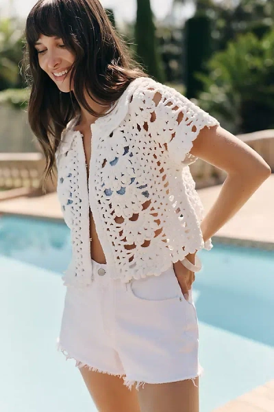 Endless Rose Crop Cardigan Top In White