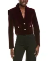Endless Rose Cropped Collared Blazer In Burgundy