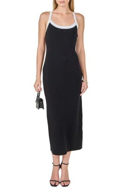 Endless Rose Crossback Knit Midi Dress In Black