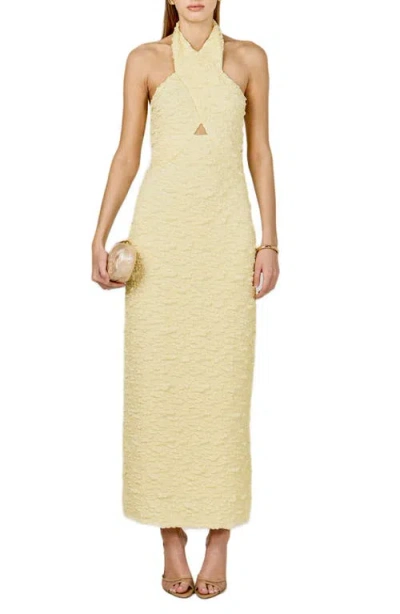 Endless Rose Crossover Neck Halter Dress In Yellow