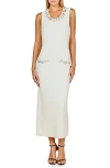 Endless Rose Crystal Detail Bouclé Knit Dress In White