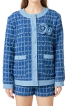 Endless Rose Denim Tweed Jacket In Denim