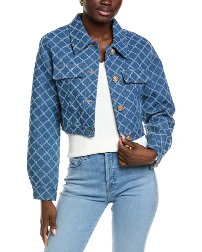 Endless Rose Distressed Cropped Denim Jacket In Blue