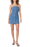 Endless Rose Distressed Denim Button Front Minidress In Denim