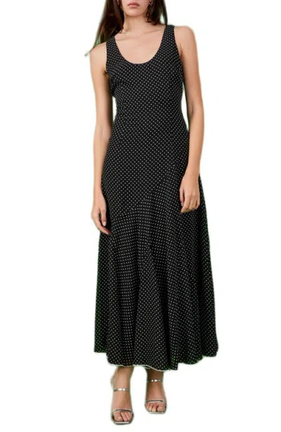 Endless Rose Dot Sleeveless Godet Maxi Dress In Multi