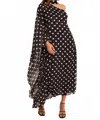 Endless Rose Sash Polka Dot One-shoulder Maxi Dress In Black