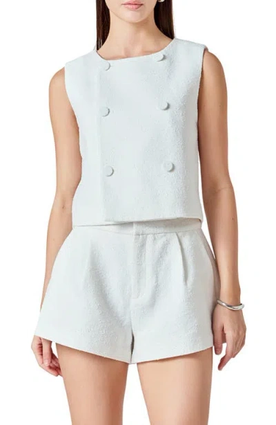 Endless Rose Double Breasted Crop Top In White
