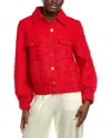 Endless Rose Double Pocket Tweed Jacket In Red