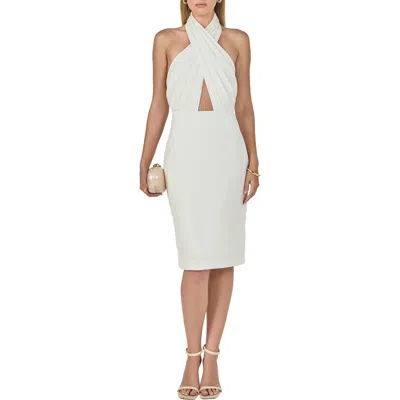 Endless Rose Draped Halter Midi Dress In White