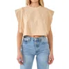 Endless Rose Drop Shoulder Crop Top In Neutral