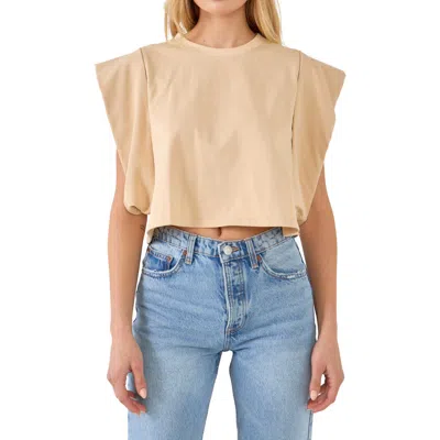 Endless Rose Drop Shoulder Crop Top In Neutral