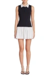 Endless Rose Drop Waist Mixed Media Minidress In Black