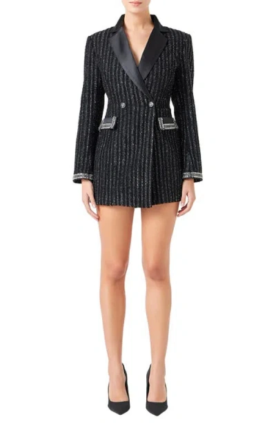 Endless Rose Embellished Blazer Romper In Black