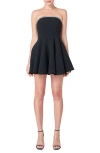 Endless Rose Embellished Trim Flounced Strapless Fit & Flare Dress In Black