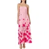 Endless Rose Embroidered 3d Appliqué Strapless Dress In Pink