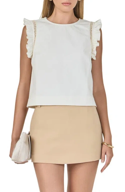 Endless Rose Embroidered Detail Cotton Top In White