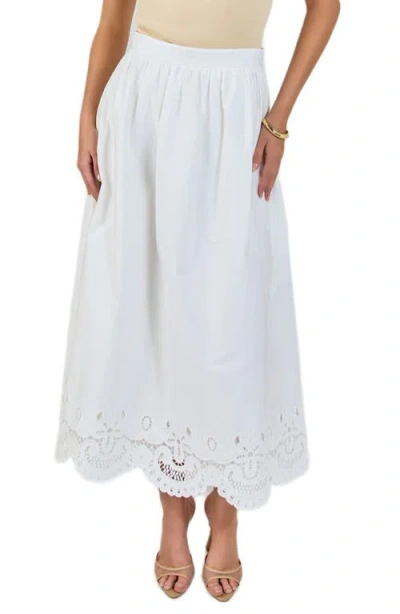Endless Rose Embroidered Hem Cotton Skirt In White