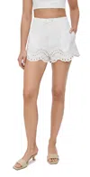 Endless Rose Embroidered High Waisted Relaxed Shorts White In White