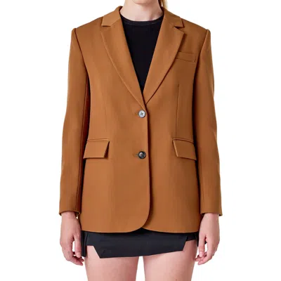 Endless Rose Everyday Oversize Two-button Blazer In Brown