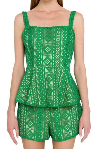 Endless Rose Eyelet Lace Shorts In Green