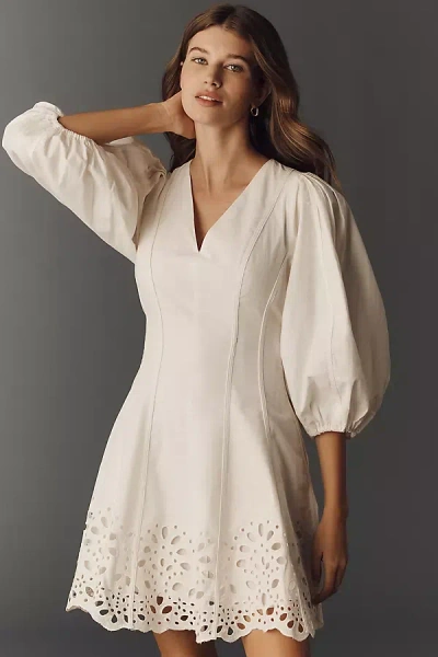 Endless Rose Eyelet Puff-sleeve Dress In White