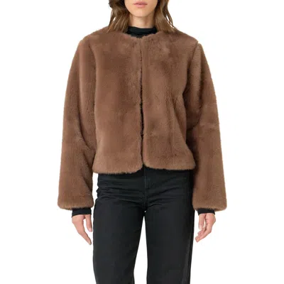 Endless Rose Faux Fur Lady Jacket In Brown