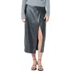 Endless Rose Faux Leather Midi Skirt In Black