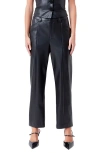 Endless Rose Women's Faux Leather Wide Pocket Pants In Jet Black