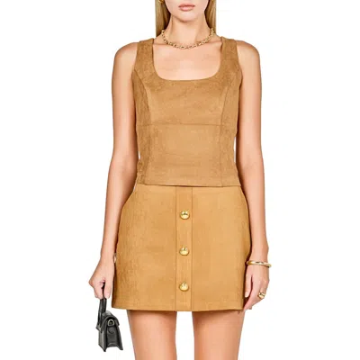 Endless Rose Faux Suede Sleeveless Top In Brown