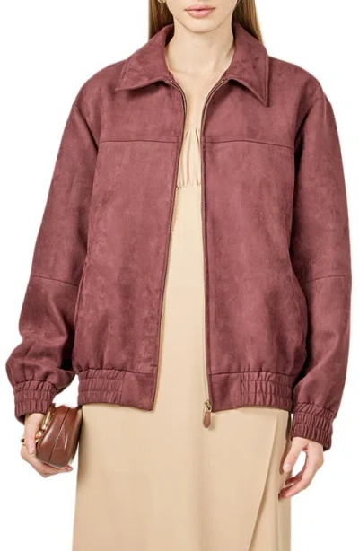 Endless Rose Faux Suede Work Jacket In Burgundy