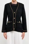 Endless Rose Fifa Chain Trim Cardigan In Black