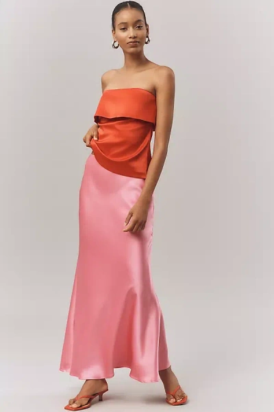 Endless Rose Fitted Satin Maxi Skirt In Pink