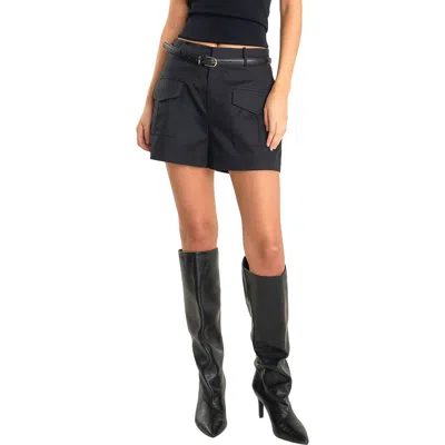 Endless Rose Flap Pocket High Waist Shorts In Black